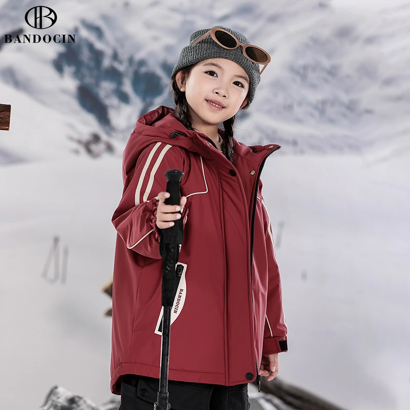 BANDOCIN/半度闲冬季新款儿童户外运动防风连帽夹棉保暖滑雪服