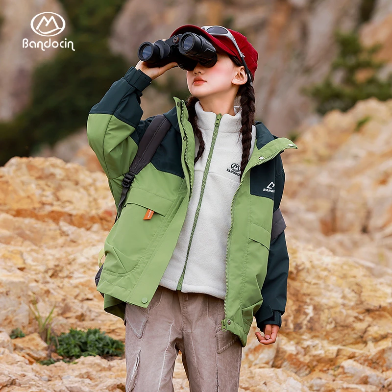 BANDOCIN/半度闲户外登山服女童外套秋冬加厚防风防水雅丹风夹克