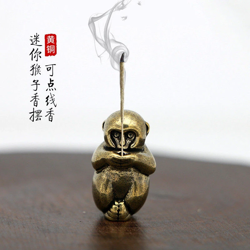 迷你桌面十二生肖猴子摆件祭祀祭拜插香摆件可插线香
