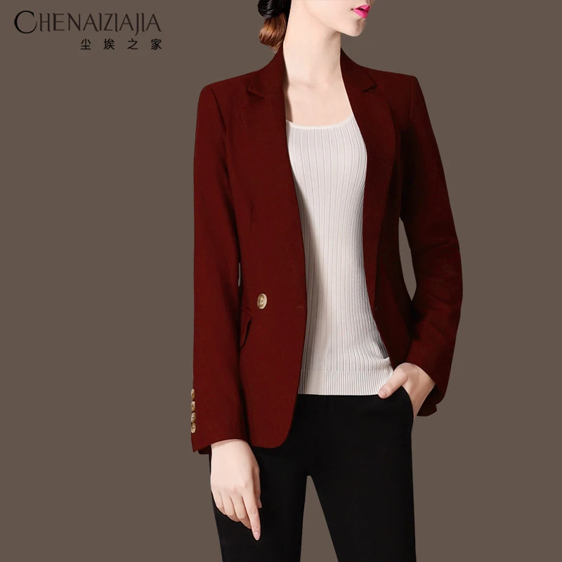 通勤职业小西装外套女2025春装新款气质酒红色知性修身西服