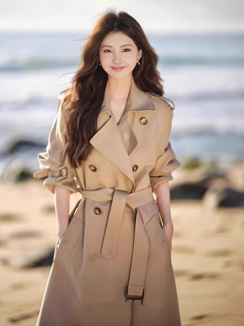 高端卡其色风衣外套女2025新款春秋季中长款小个子英伦风韩系流行