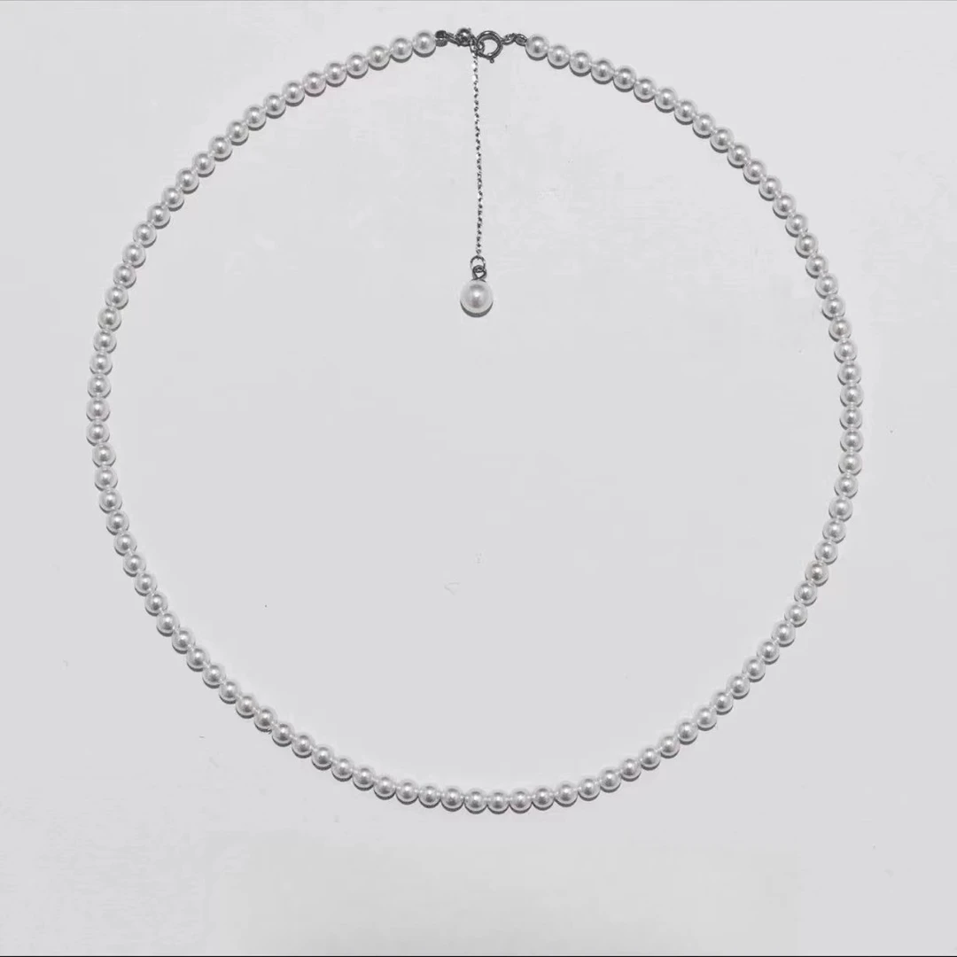 链子925银 升级款高亮小米贝珠项链吊坠抽拉款强光精致百搭简约款