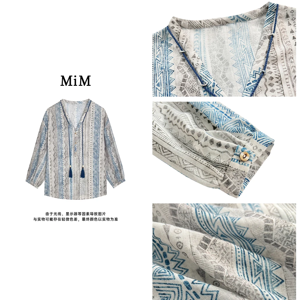 【蓝调故事家】 休闲百搭小众衬衫宽松夏季上衣M-H451