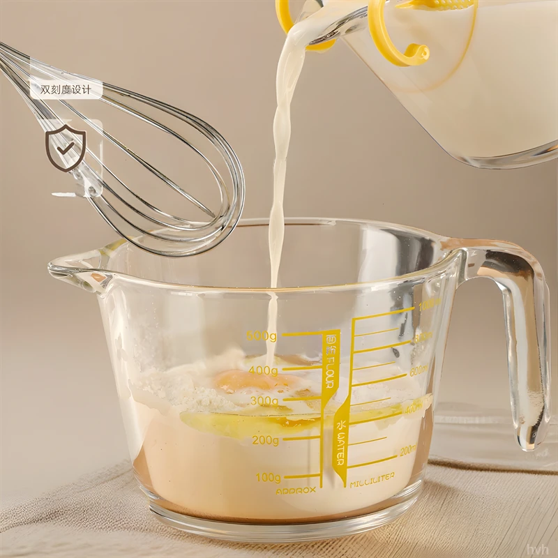 烘焙水杯带刻度耐高温微波炉毫升把手大容量蛋挞玻璃量杯大杯子打
