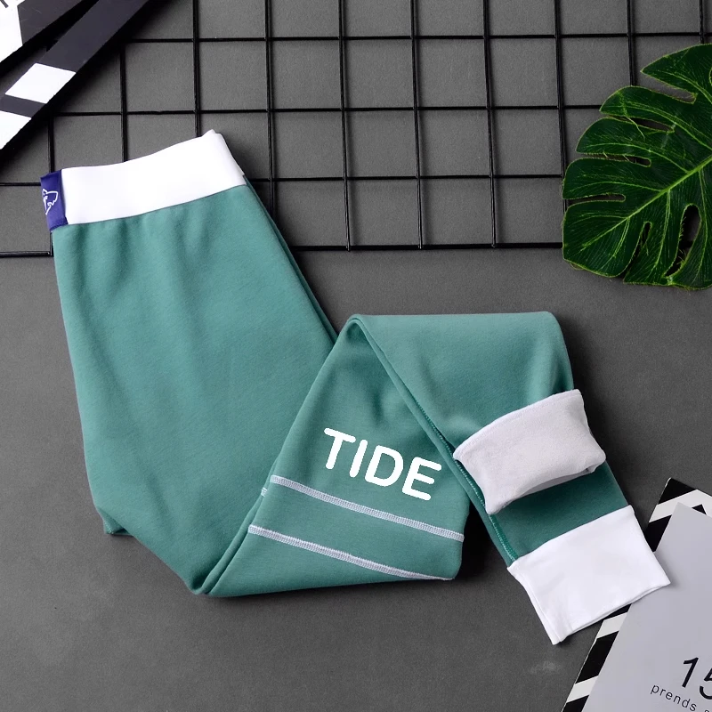 男士保暖裤新款潮流加绒加厚秋裤青年运动修身棉裤时尚纯棉绒裤男