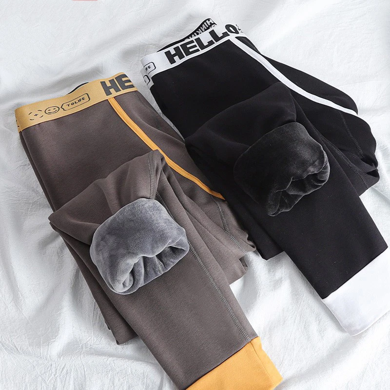 男士棉裤2023新款冬季加绒加厚秋裤青年纯棉毛裤潮流舒适保暖裤男