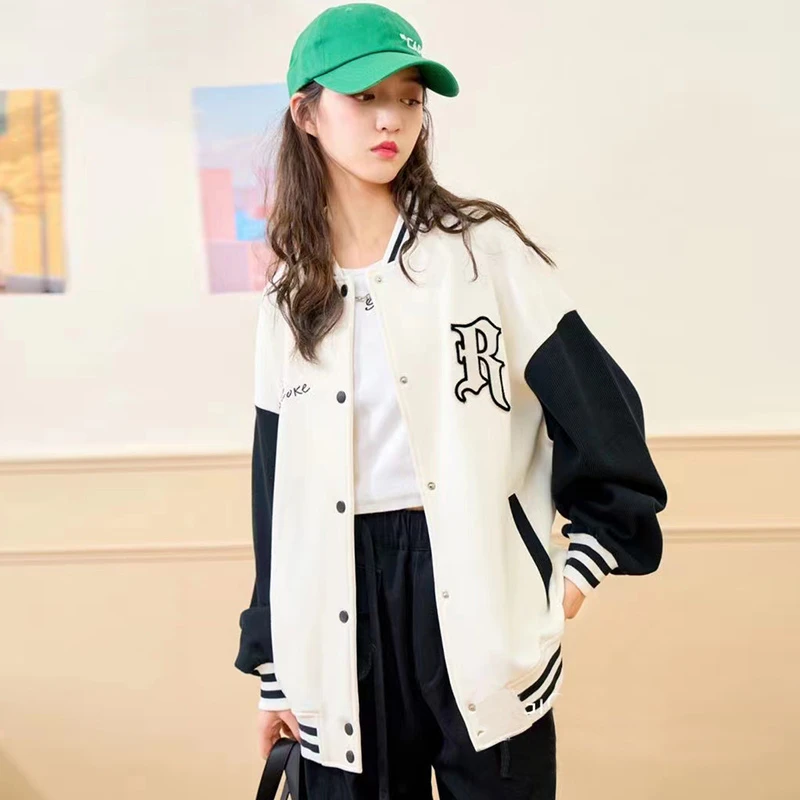 女童秋季棒球服2024新款中大童时尚休闲洋气儿童韩版撞色宽松外套