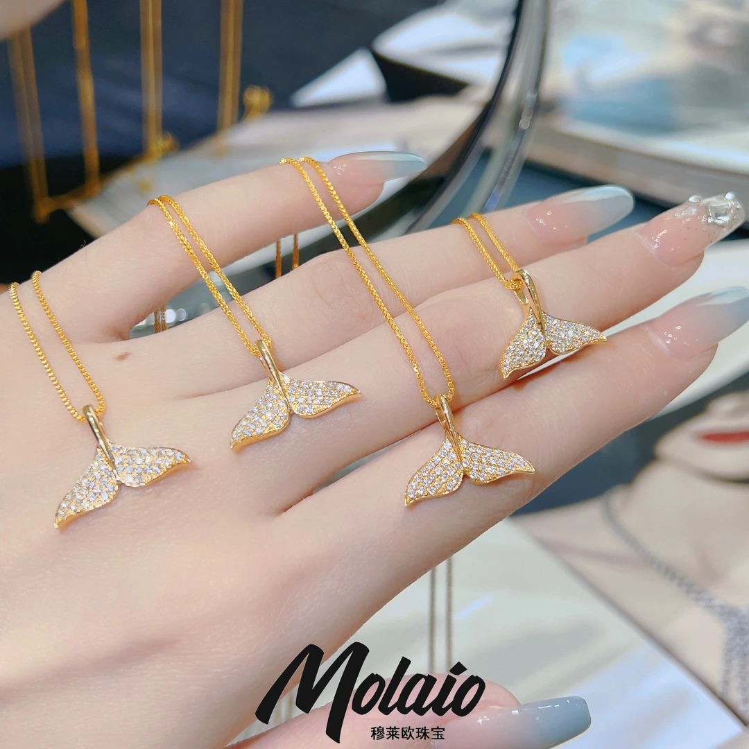 鱼尾设计款 18K金钻石项链 多样性发货发其一XV O053