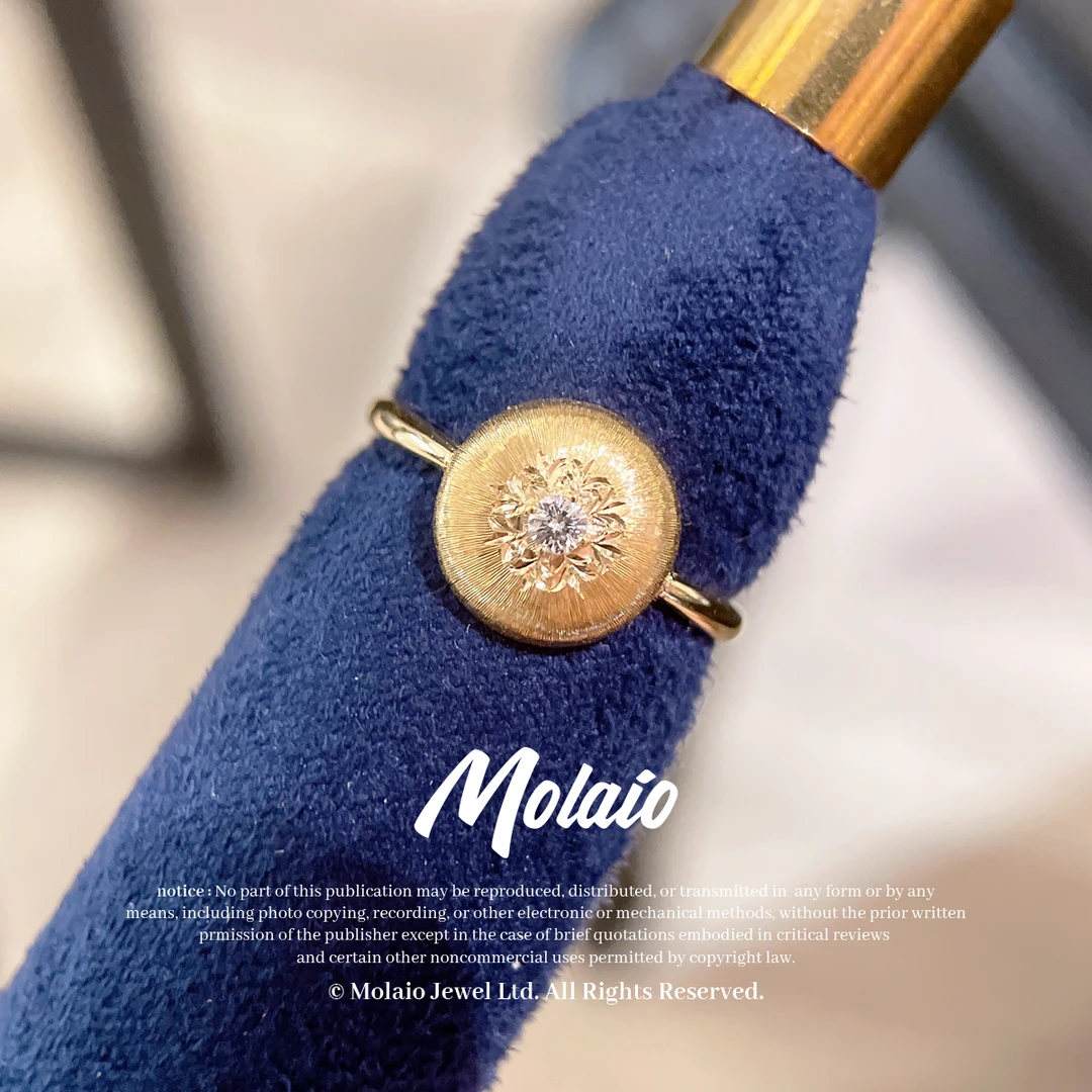 【天然钻石】【复古雕花拉丝戒指】18K金镶嵌小众轻奢气质XV L025