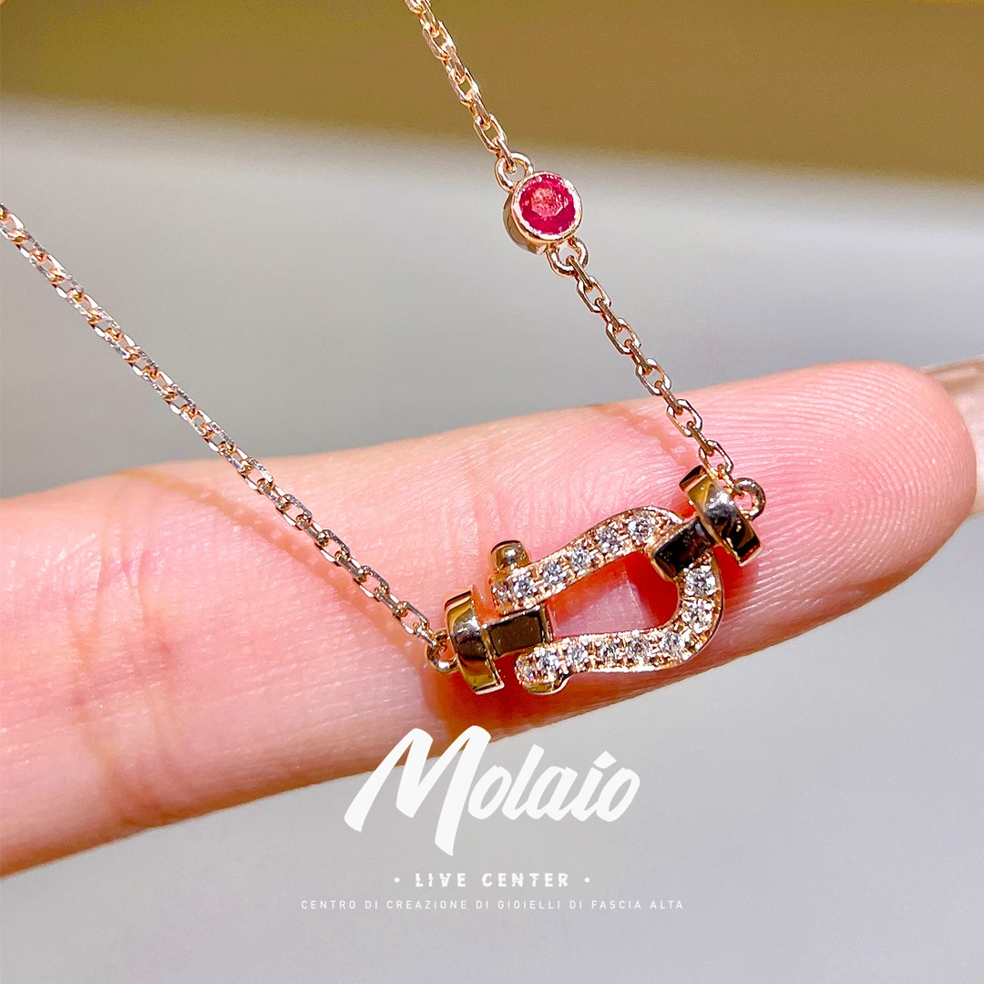 【天然钻石】【马蹄项链】航海扣经典马蹄扣钻石18K金项链XV J003