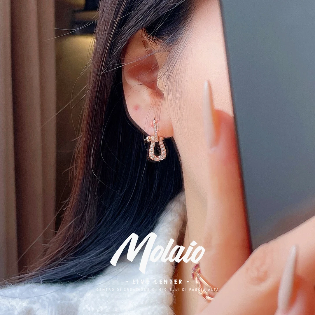 【天然钻石】【马蹄耳钉】18K金南非钻石耳钉时尚轻奢百搭气质XV L166