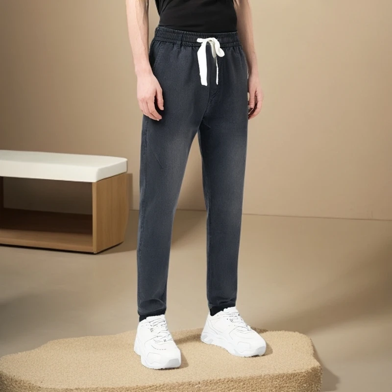 X667秋季新款渐变色棉洗水炒花百搭显瘦显腿长修身小脚休闲裤男士