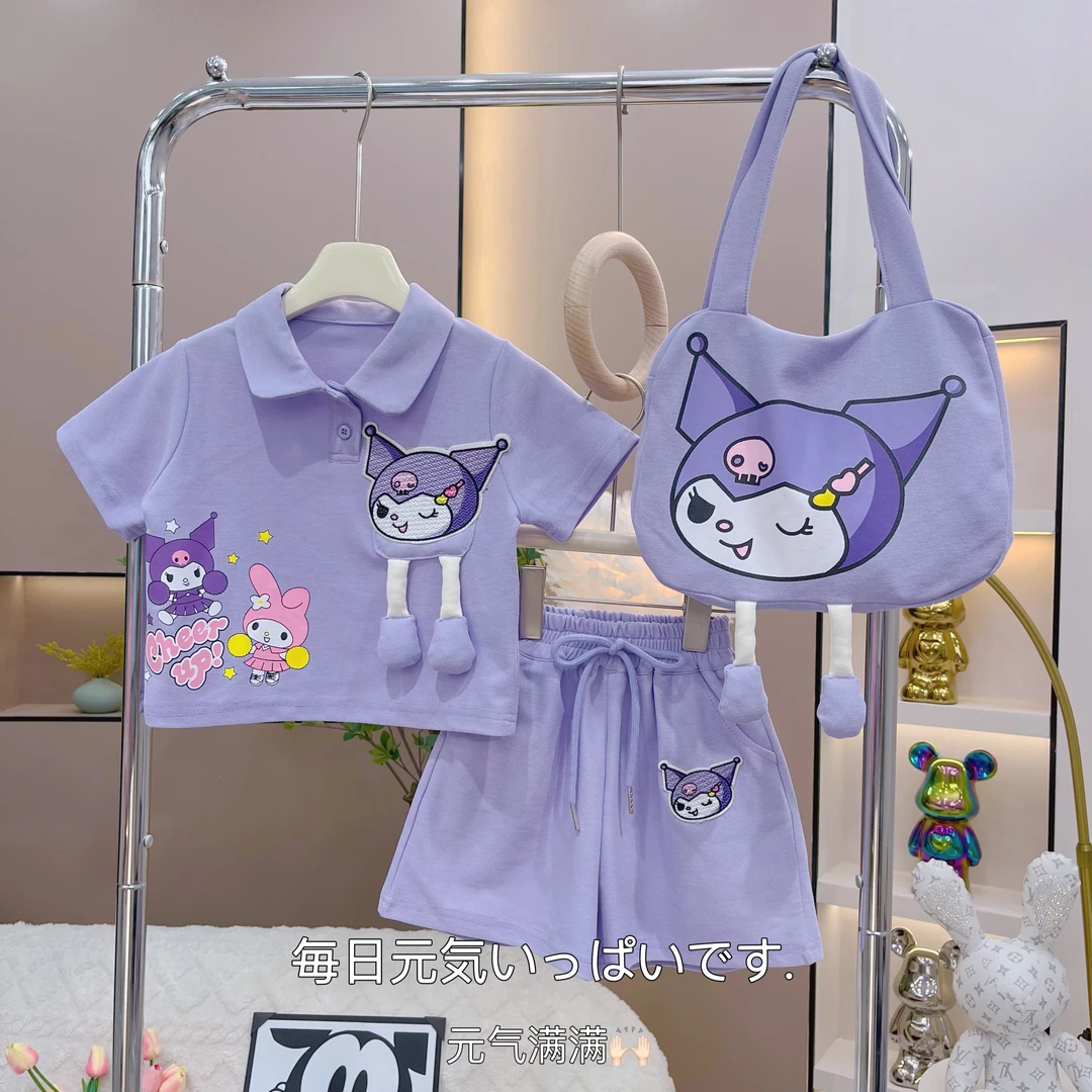 逗小铺【七尚】2024新款女童运动休闲夏季韩版POLO领卡通套装m3566