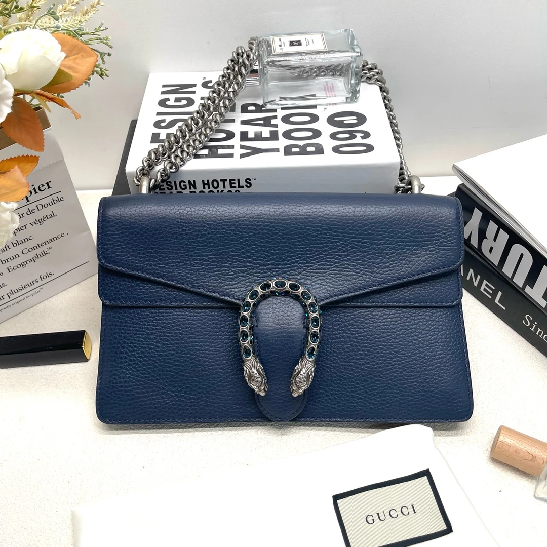 95新 GUCCI/古驰 GUCCI古驰Dionysus酒神蓝色链条包10284133