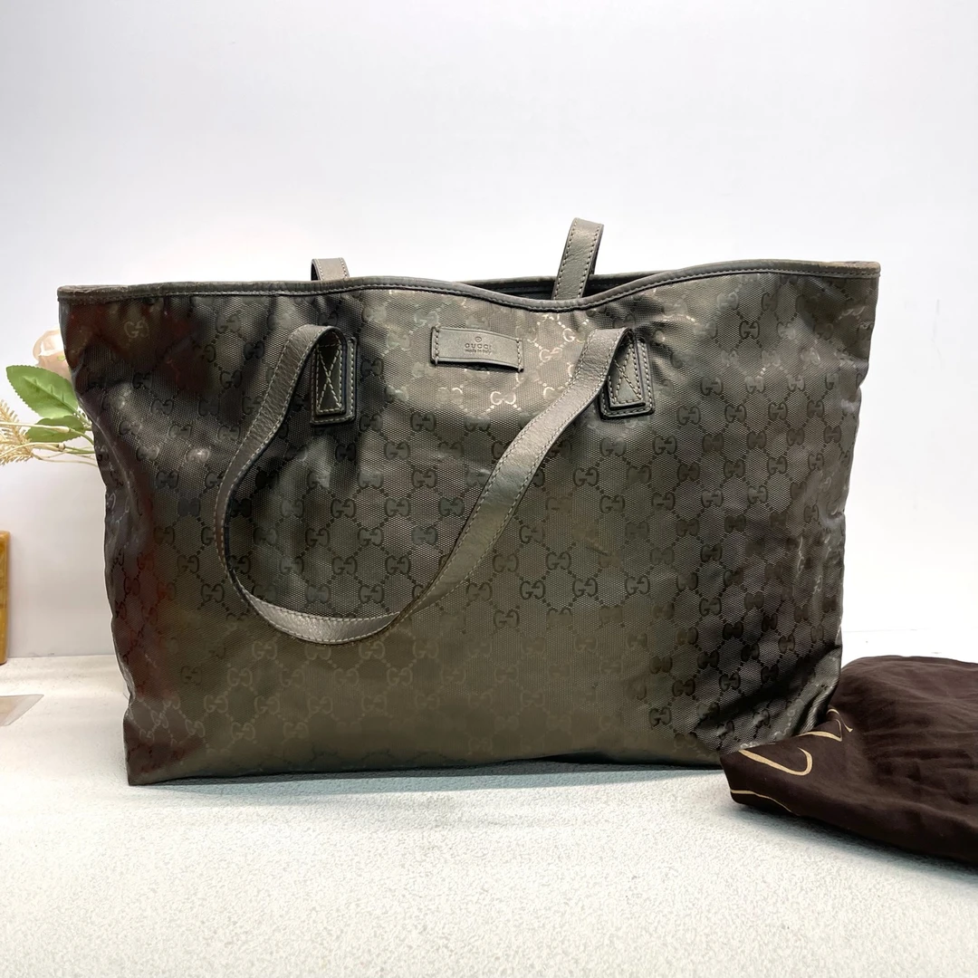 95新 GUCCI/古驰 GUCCI古驰 枪灰色单肩包购物袋10614684