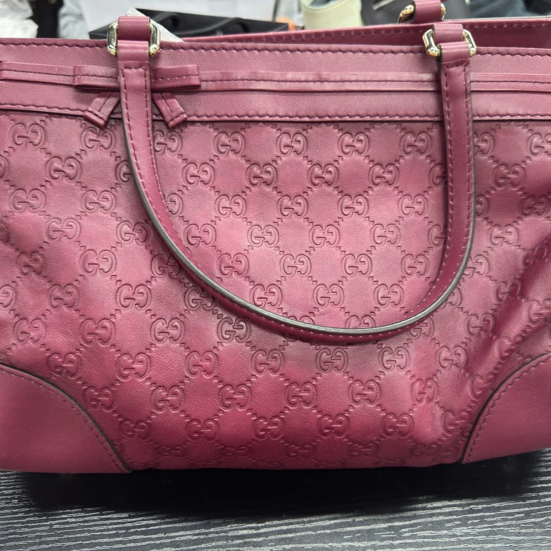 95新 GUCCI/古驰 GUCCI古驰紫色皮革单肩斜挎手提包10588779