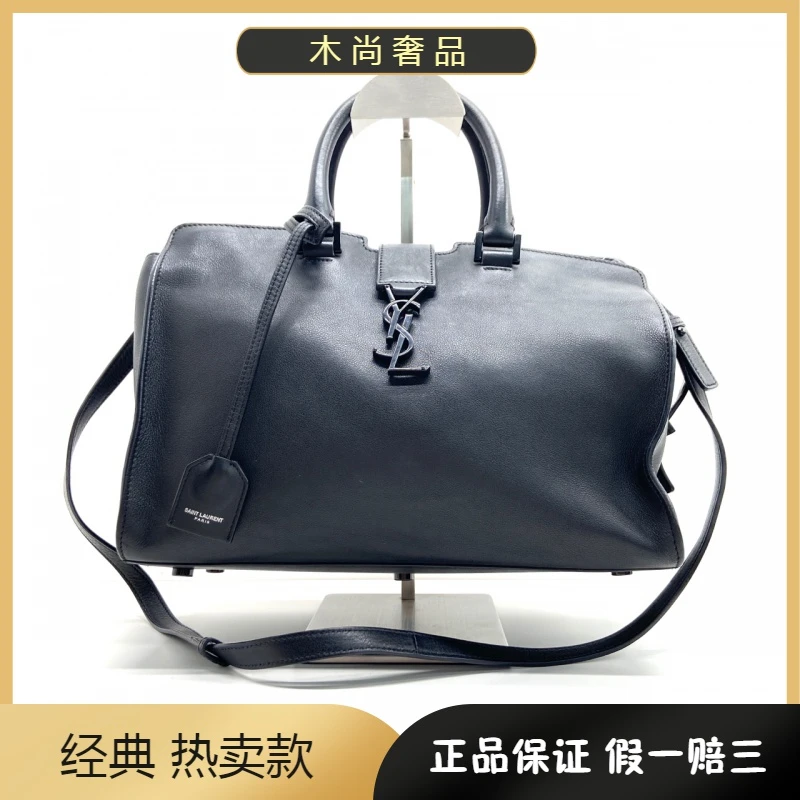 95新 YSL/圣罗兰 /Cabas 黑色牛皮字母 /手提包单肩斜挎包