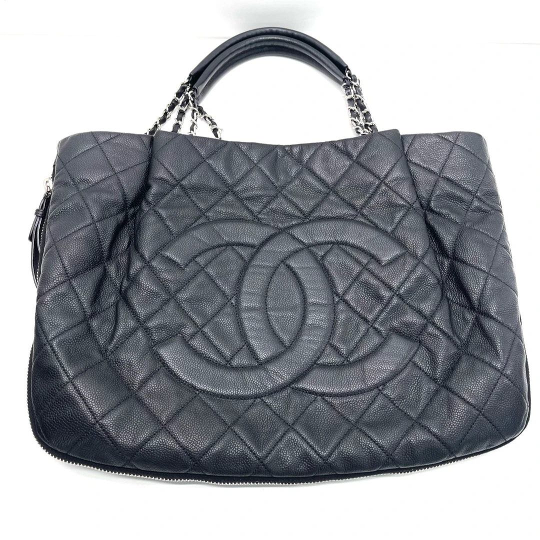 95新 Chanel/香奈儿 11P 荔枝纹牛皮机场包黑色 14开