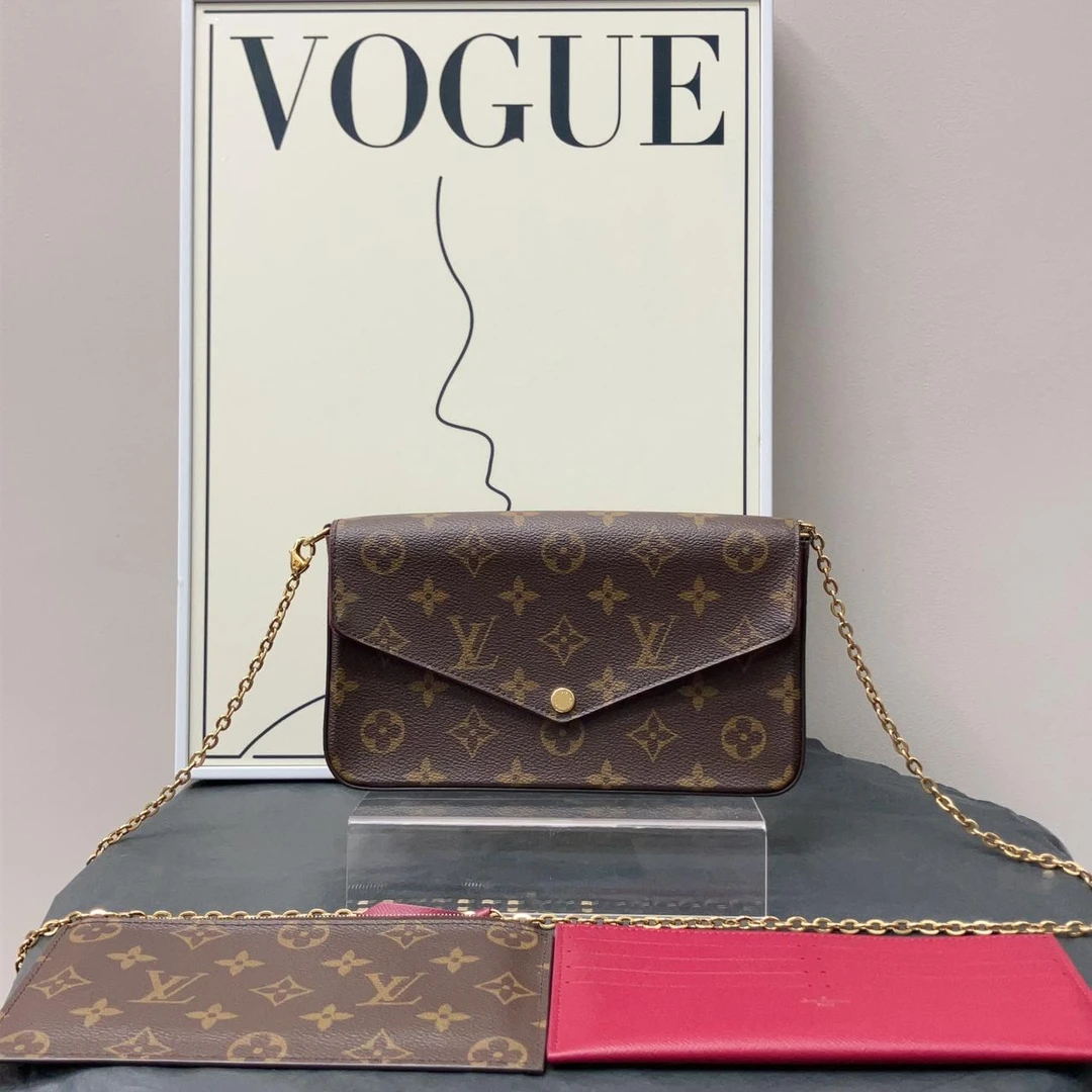 95新 LouisVuitton/路易威登 W老花三合一链条包单肩包21163282