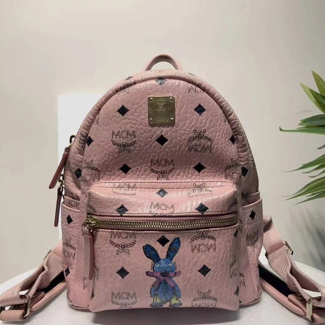 95新 MCM W MCM粉色双肩包mini双肩背包15234531