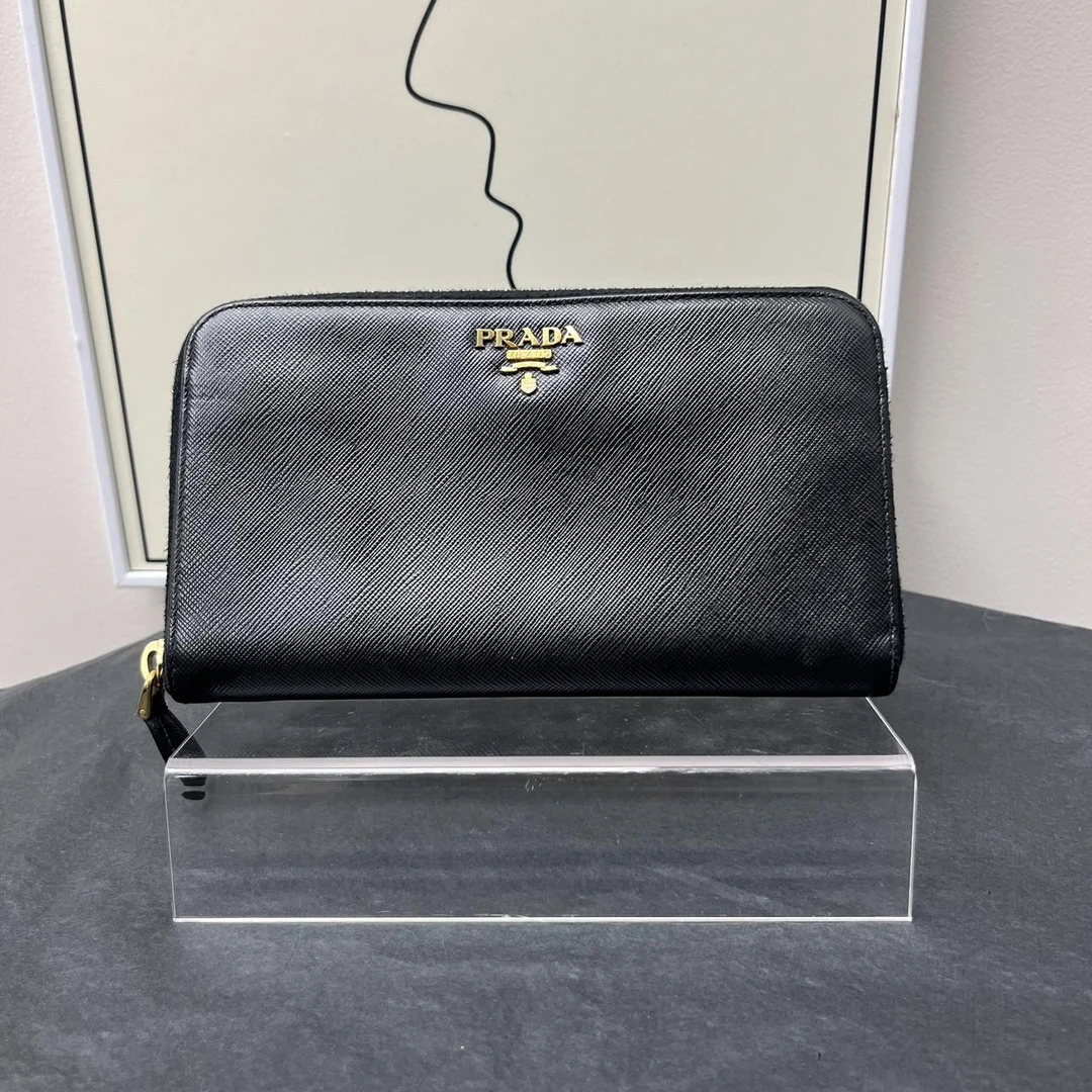 95新 Prada/普拉达 W普拉达黑色钱包手拿包75369058