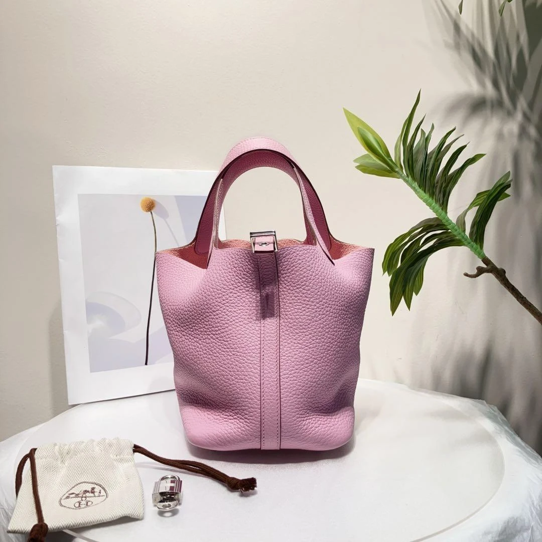 95新 Hermes/爱马仕 锦葵紫picotin lock18菜篮子手提包/89379040