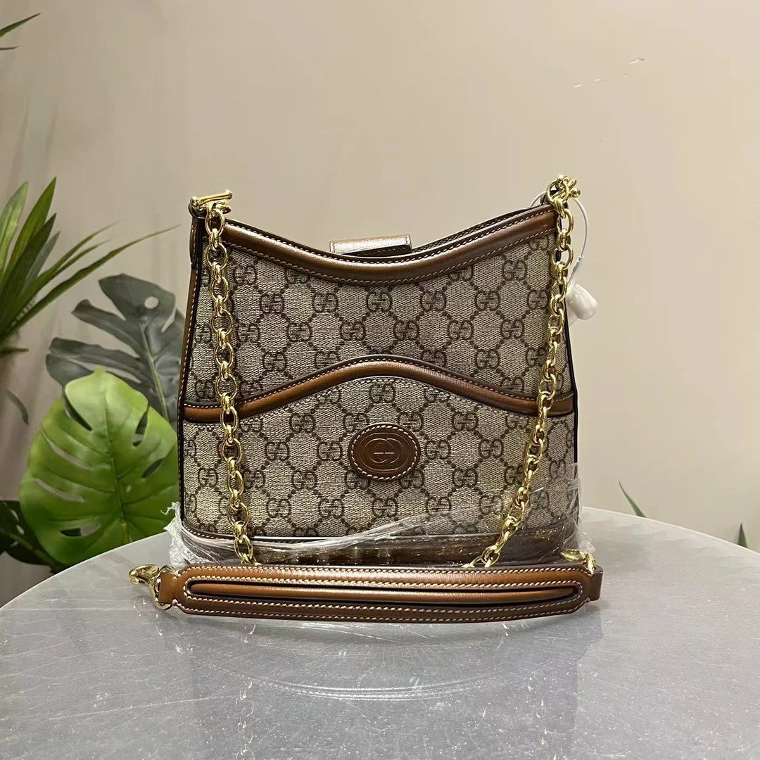 95新 GUCCI/古驰 W古驰老花双g扁水桶包单肩包32181582