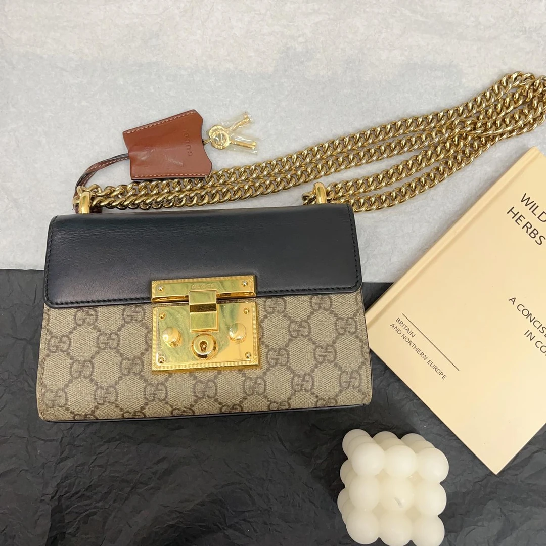 95新 GUCCI/古驰 Wos古驰padlock小号老花单肩包/81366391