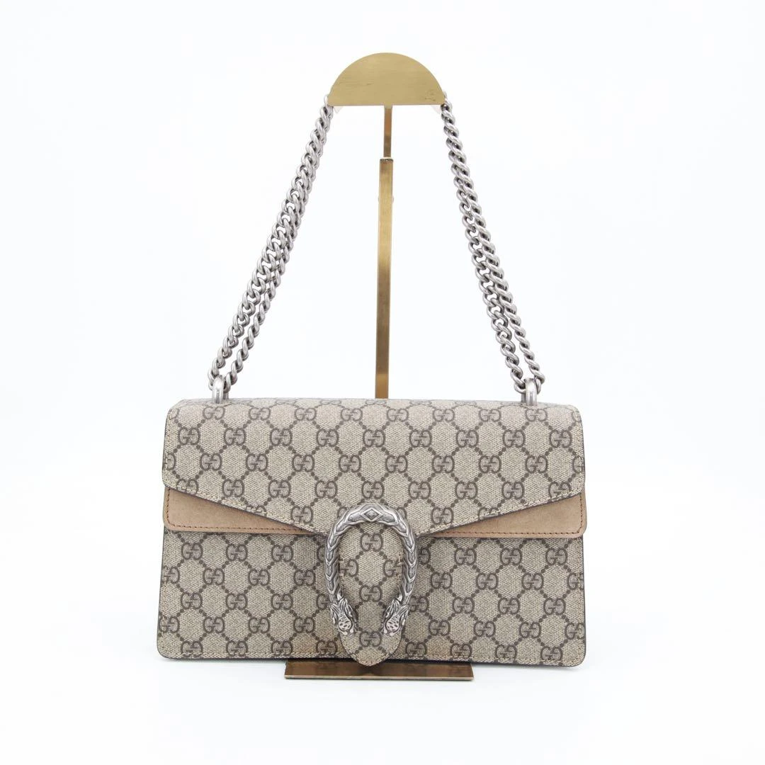 WOS古驰酒神中号老花银扣单肩包/48503718