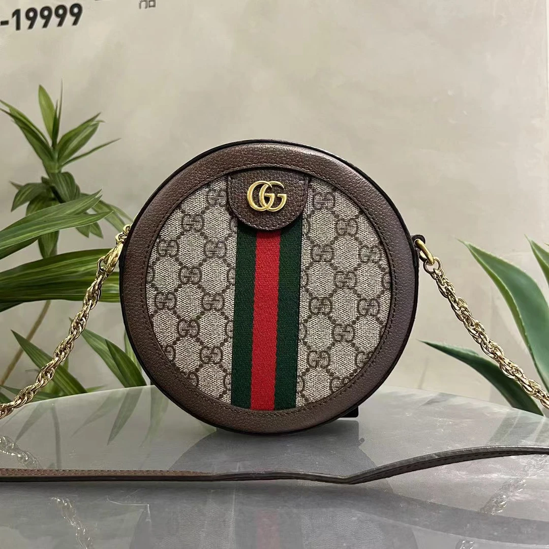 95新 GUCCI/古驰 W古驰老花ophidia圆饼包单肩包98739897