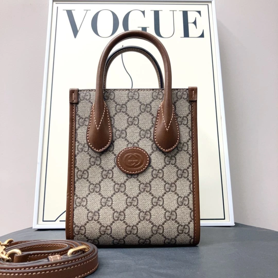 95新 GUCCI/古驰 W古驰老花tote mini单肩包17566833