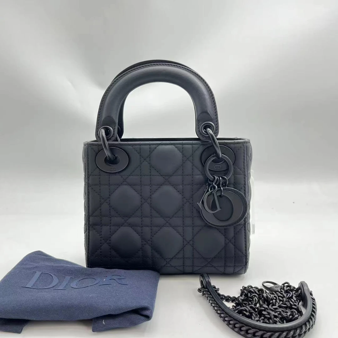 95新 DIOR/迪奥 W迪奥黑色戴妃三格芯片款单肩包65108969