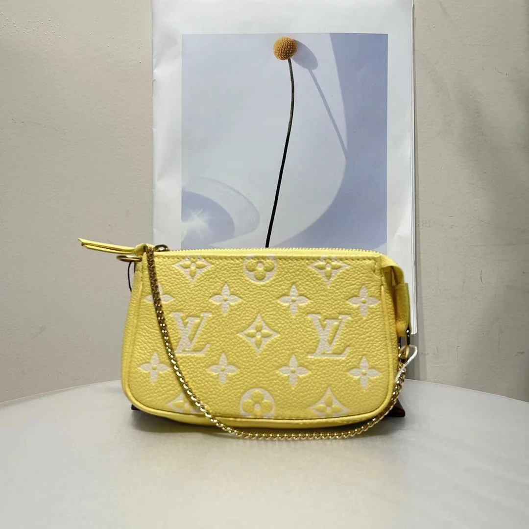 95新 LouisVuitton/路易威登 W黄色麻将包mini芯片单肩包28907544