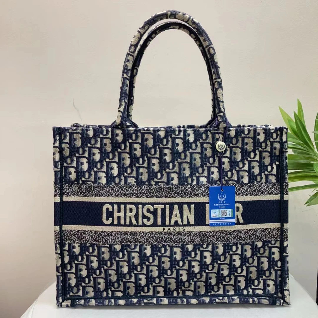 95新 DIOR/迪奥 W迪奥老花tote中号20年芯片款手提包30834092