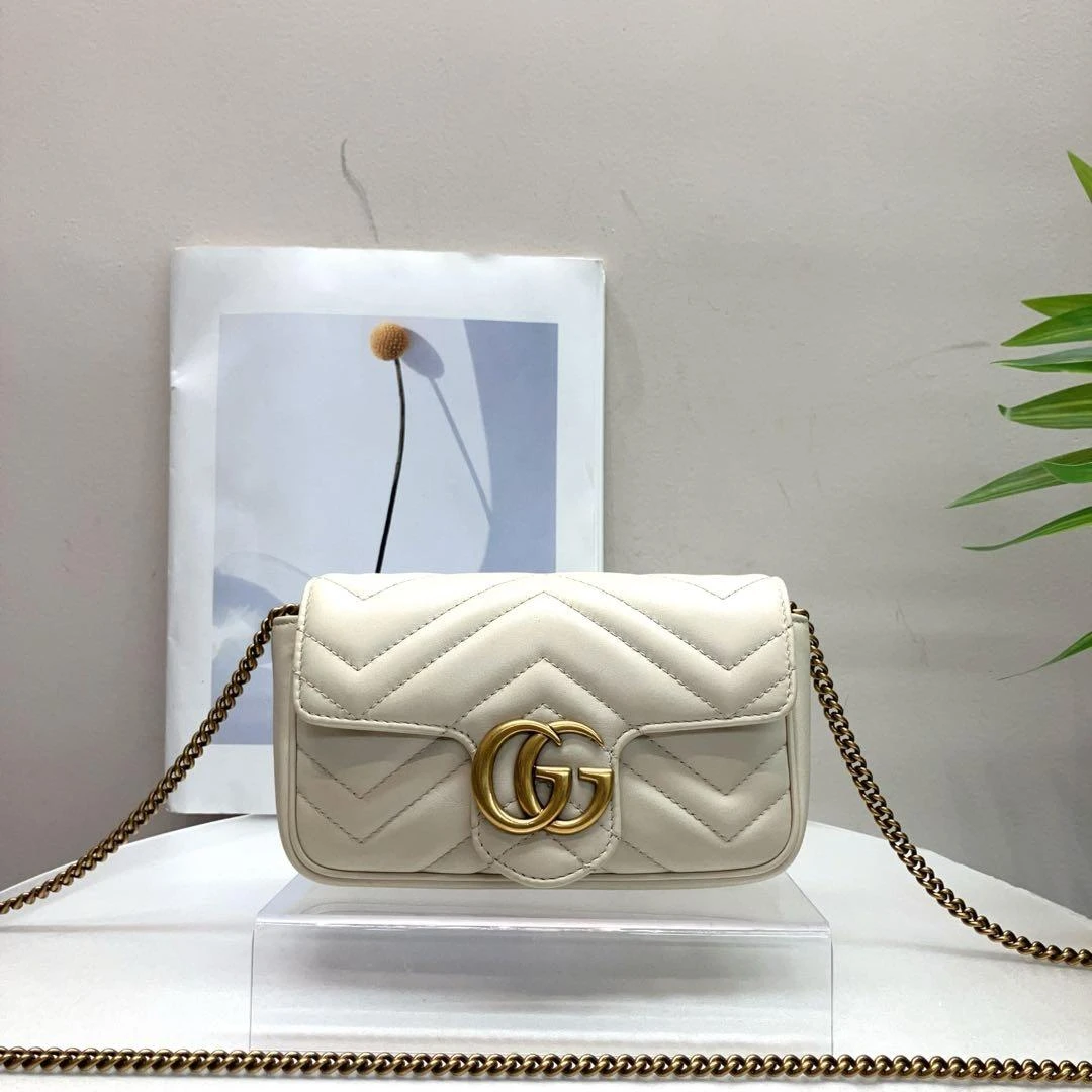 W古驰白色马蒙supermini单肩包66856082