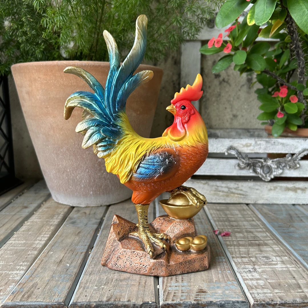 公鸡摆件 中式仿真动物花园阳台家居树脂摆件玄关柜酒柜电视柜sks