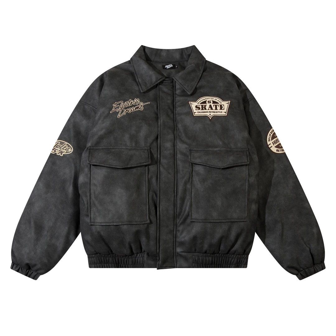 秋季2025新款美式加厚棉服宽松翻领百搭休闲男女同款夹克外套