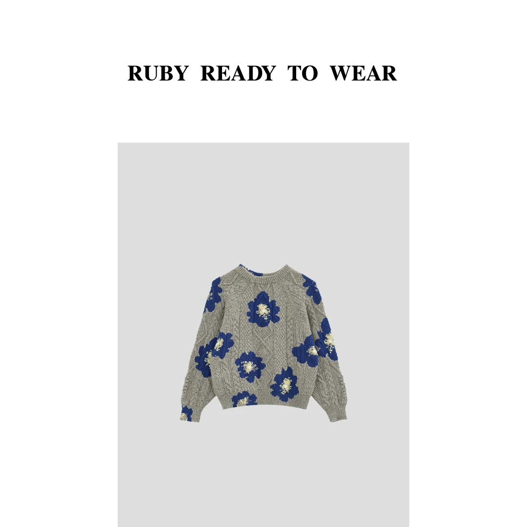 Rubystudios/花卉针织衫R1786