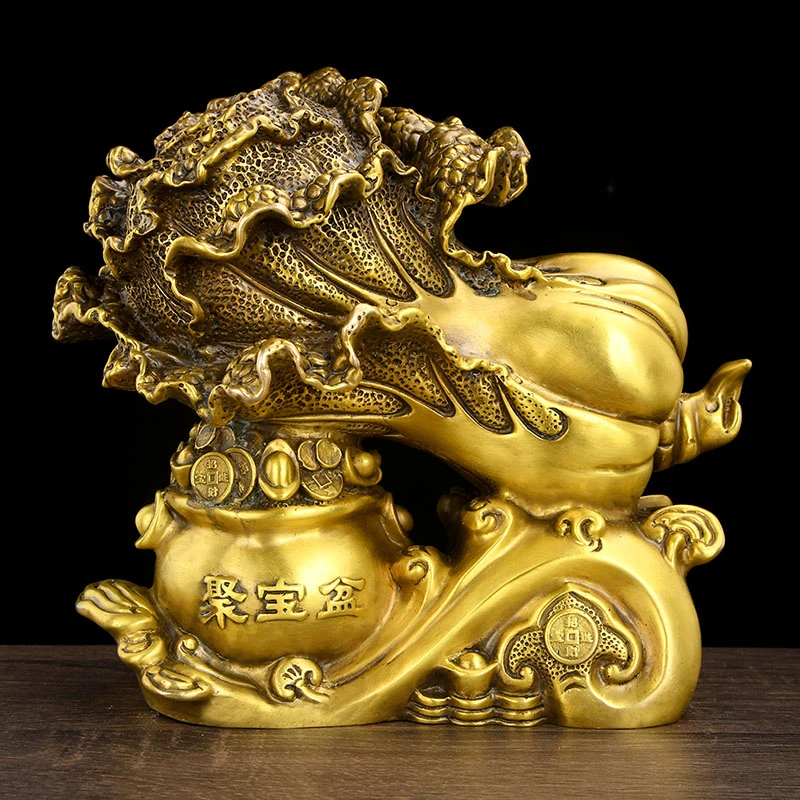 铜白菜摆件家居玄关装饰工艺品客厅电视柜酒柜开业乔迁礼品铜摆件