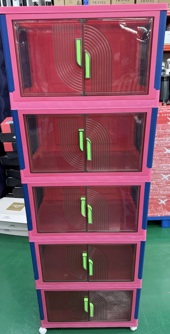 大容量透明折叠收纳柜储物柜家用儿童免安装折叠收纳箱五层收纳柜