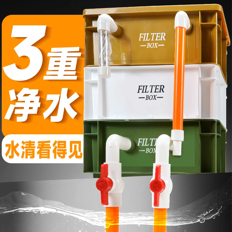 鱼缸周转箱过滤箱工业风室外鱼池过滤设备滴流盒上滤侧滤净水设备