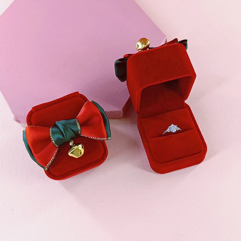 首饰盒/箱 圣诞平安夜丝绒首饰盒高档钻戒指项链吊坠手镯礼品盒子