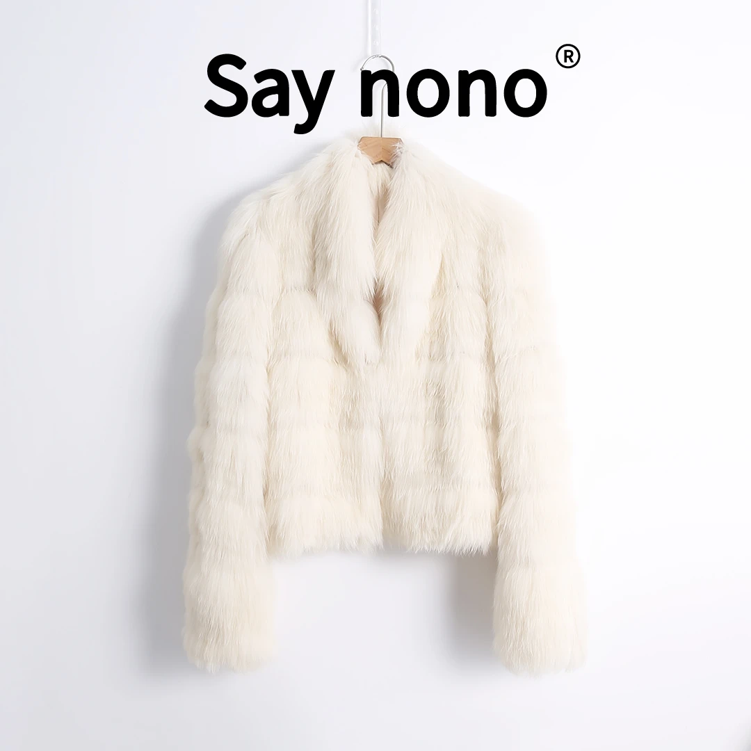 懒猫nono│Saynono 自然美感＿狐狸毛皮轻奢有形短款外套-LX23068