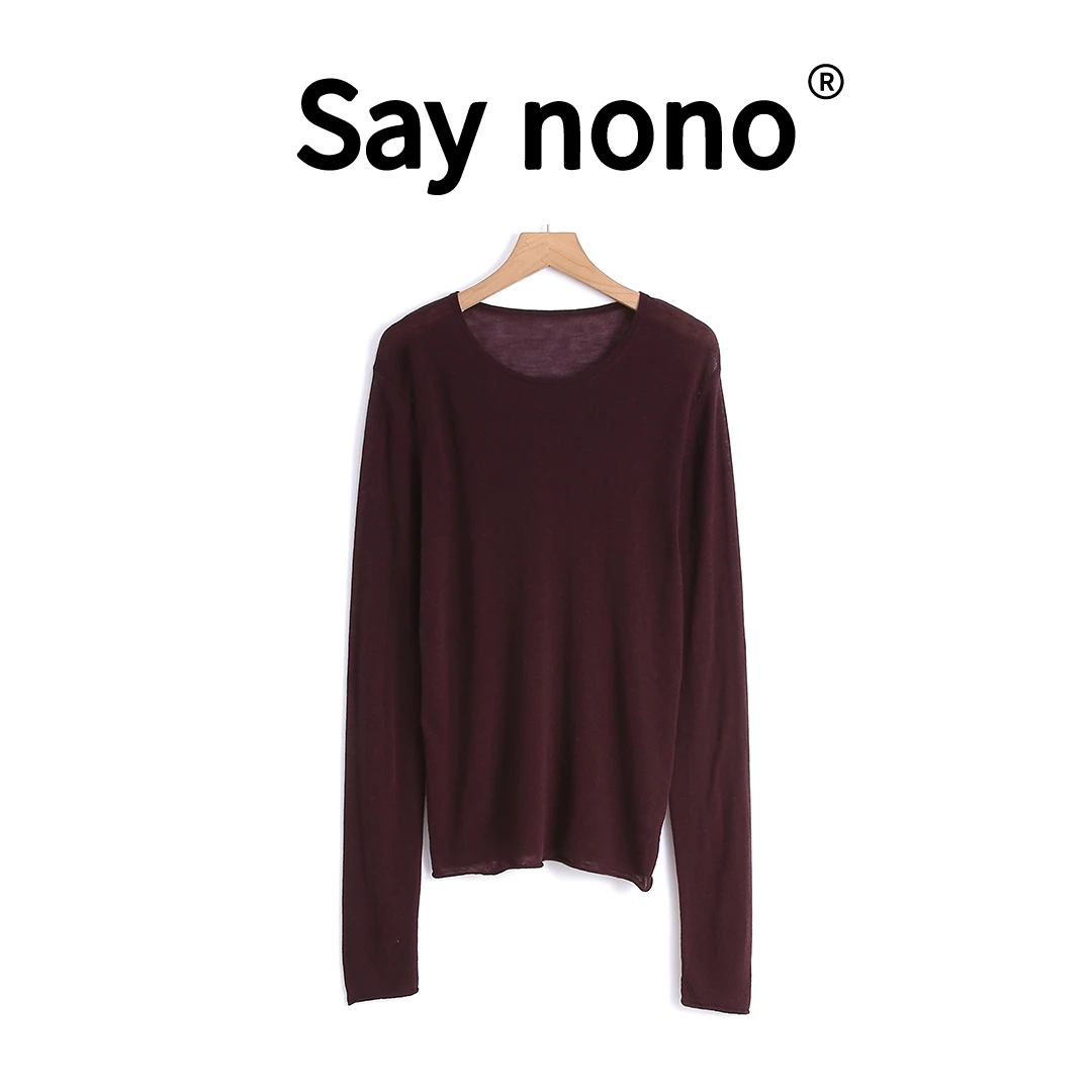 懒猫nono│Saynono 水溶工艺 圆领长袖全羊毛打底衫/T24348