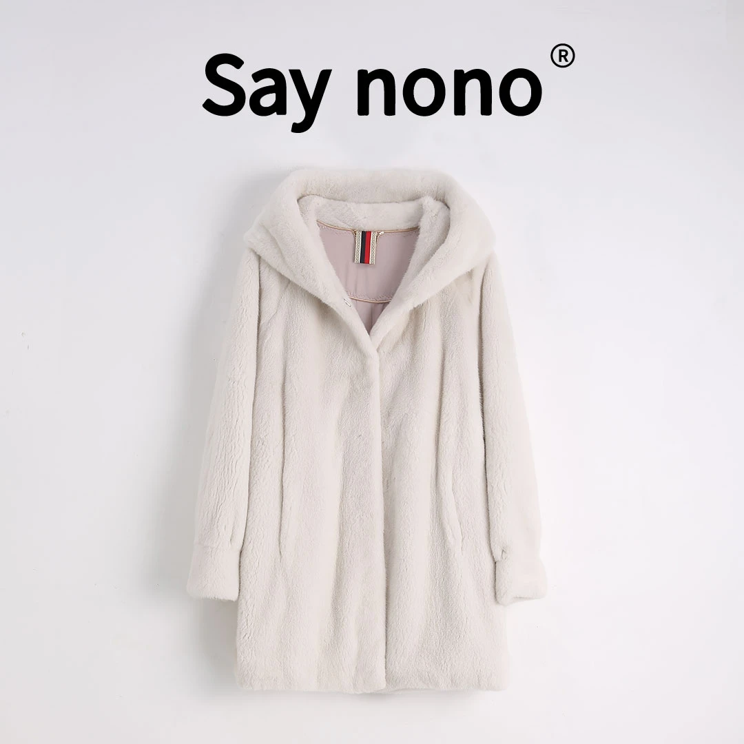 懒猫nono│Saynono 简约＿进口天鹅绒短二水貂连帽皮草-XS050