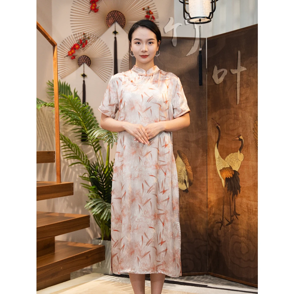 【竹叶】新中式国风夏季立领女装连衣裙