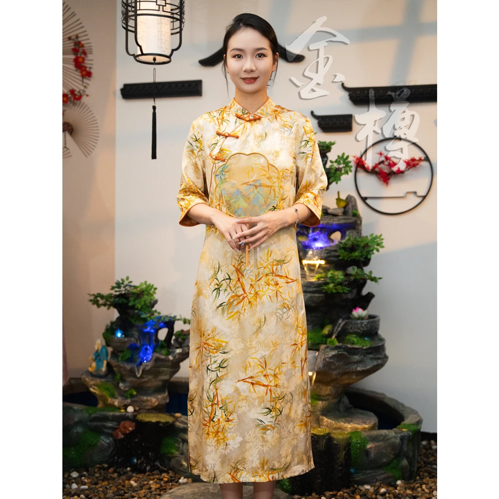 【金樽】新中式国风夏季立领女装连衣裙