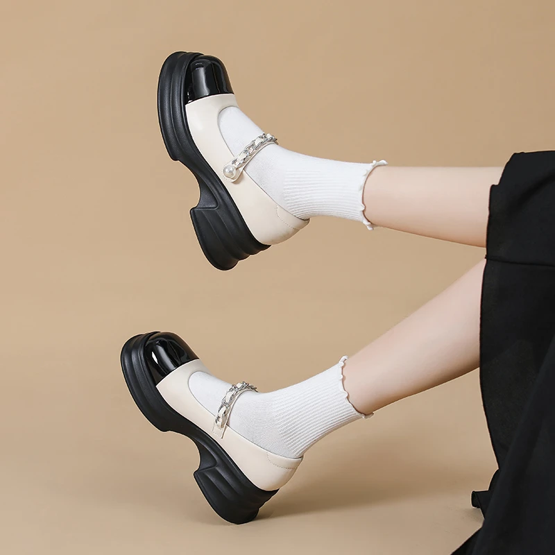 2025新款玛丽珍女鞋英伦风小皮鞋厚底学生软皮软底增高真皮单鞋女