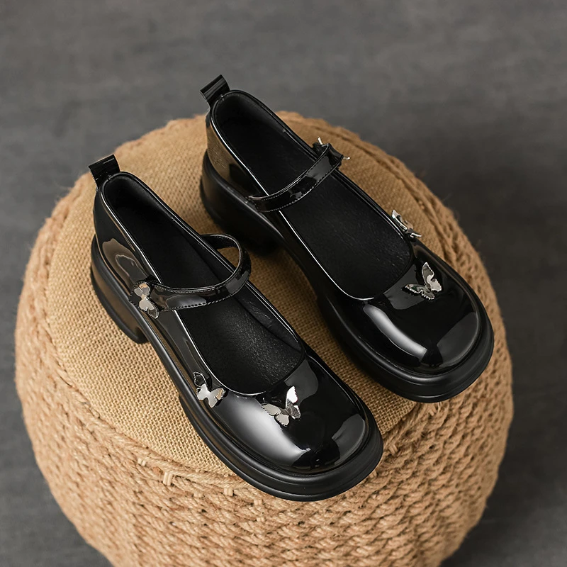 厚底玛丽珍鞋女2025年新款学院风小皮鞋蝴蝶结jk鞋乐福单鞋小码