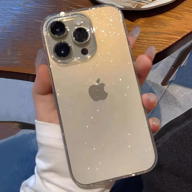 简约透明闪粉亮晶晶适用苹果15plus手机壳iphone14promax全包13/1
